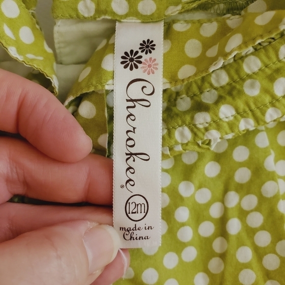 K1152 * Cherokee Polka Dot Girls Tank Green White Size 12M - Picture 4 of 6